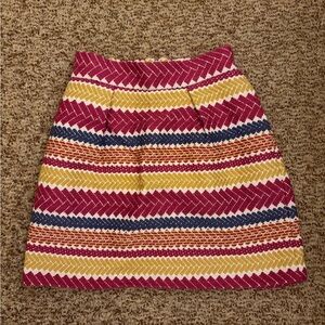 Vibrant striped Anthropologie mini skirt by Morgan Carper